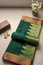 Original Banarasi Butti Silk Saree With zari Border - Image 3