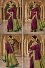 Plain Silk Banarasi Saree With Multi Variation - Image 6