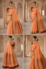 Plain Silk Banarasi Saree With Multi Variation - Image 4